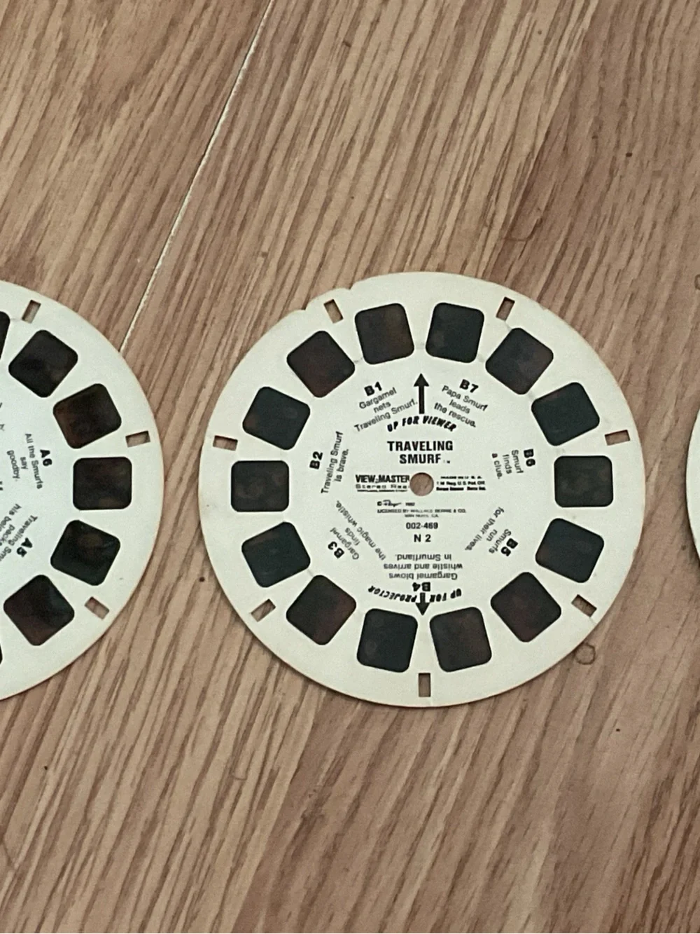 1980 Traveling Smurf View Master Image Reel - 3in all AB&C